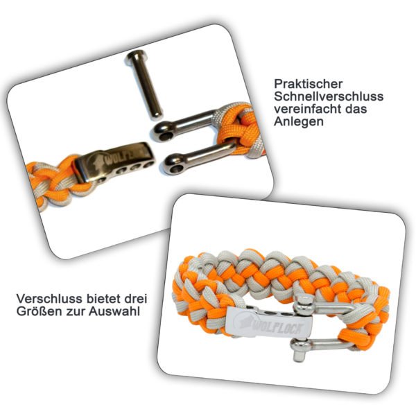 Paracord Armband Wolflock Orange V2